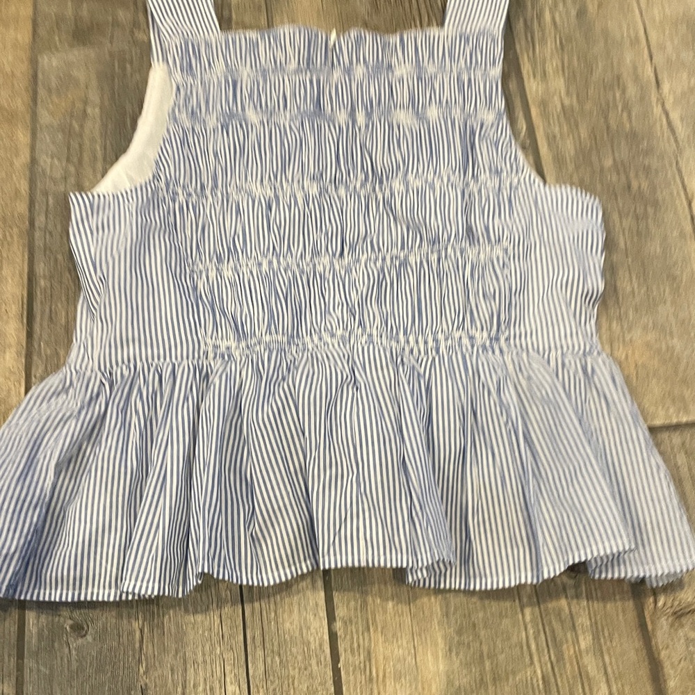 J. Crew Blue and White Striped Sleeveless Top - Picture 3 of 5